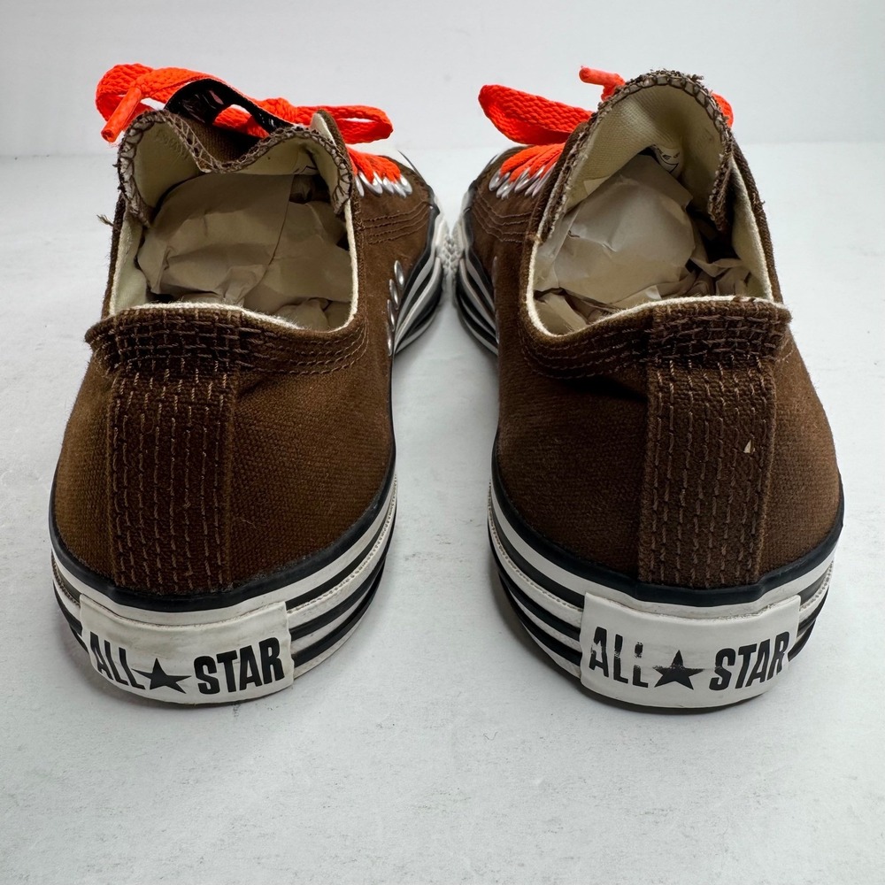 Converse Chuck Taylor All Star Brown Striped Midsole Neon Orange Laces Womens 8 - Picture 5 of 8